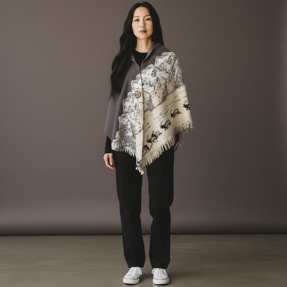 Chic Women's Gray and Cream Cape
